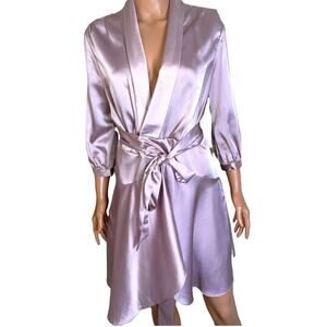 The Stunner Boutique powder pink satin wrap robe SZ XS sophisticated Comfort